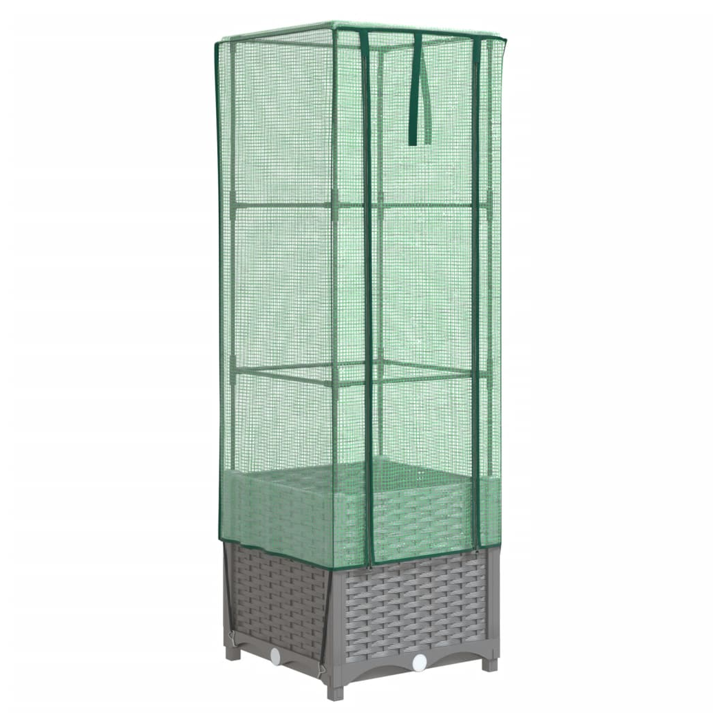 vidaXL vidaXL Raised Bed with Greenhouse Cover Rattan Look 40x40x123 cm - Greenhouse