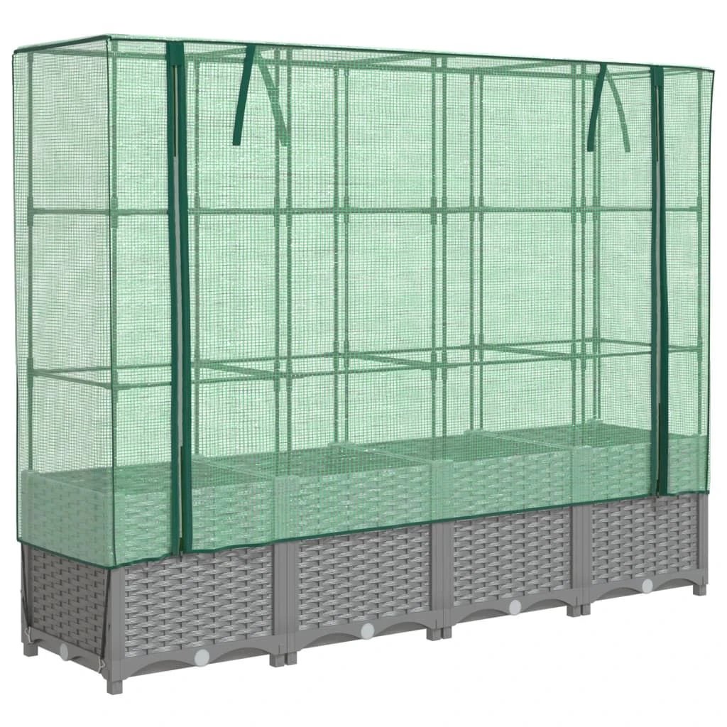vidaXL Raised Bed with Greenhouse Cover Rattan Look 40x40x123 cm by vidaXL