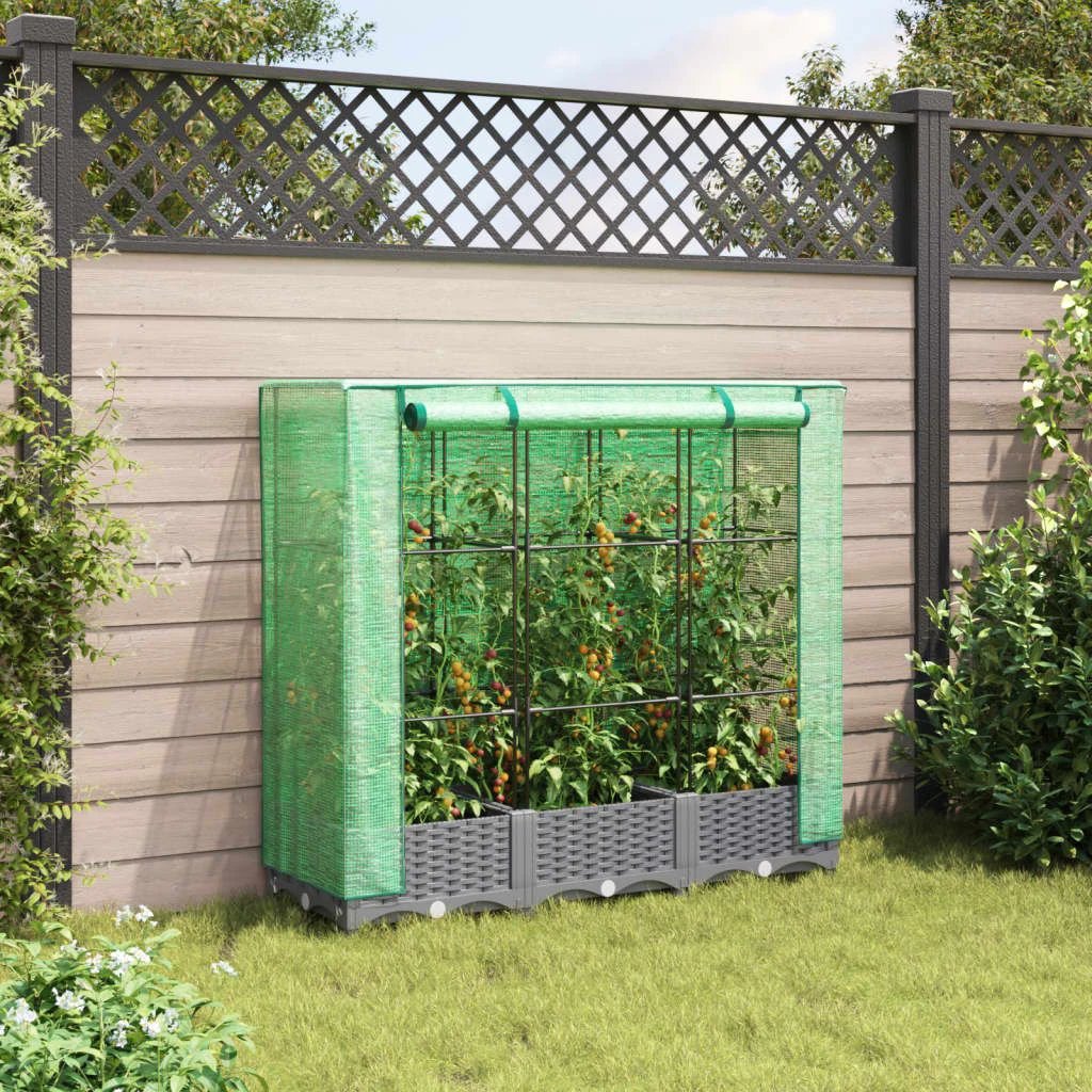 vidaXL Raised Bed with Greenhouse Cover Rattan Look 40x40x123 cm by vidaXL