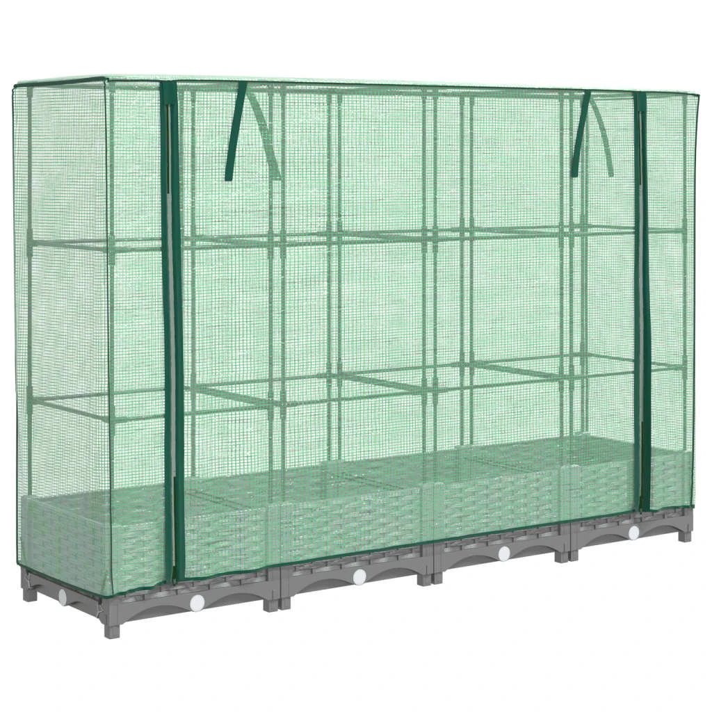 vidaXL vidaXL Raised Bed with Greenhouse Cover Rattan Look 40x40x123 cm - Greenhouse