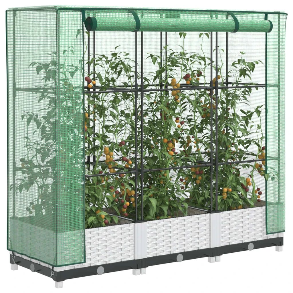 vidaXL Raised Bed with Greenhouse Cover Rattan Look 40x40x123 cm by vidaXL