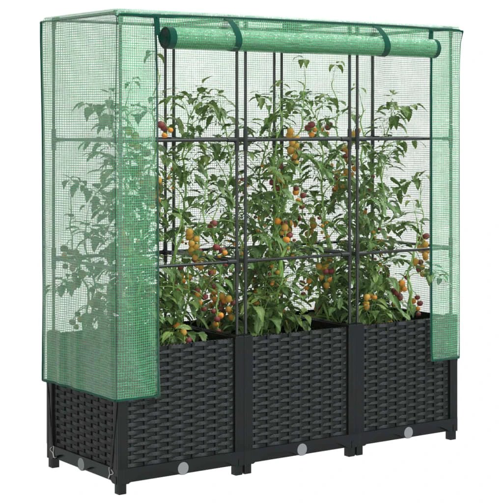 vidaXL vidaXL Raised Bed with Greenhouse Cover Rattan Look 40x40x123 cm - Greenhouse