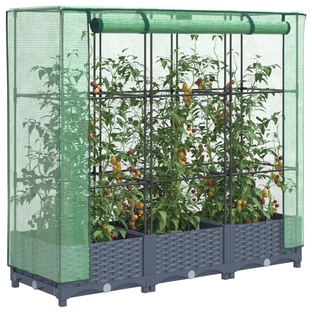 vidaXL Raised Bed with Greenhouse Cover Rattan Look 40x40x123 cm by vidaXL