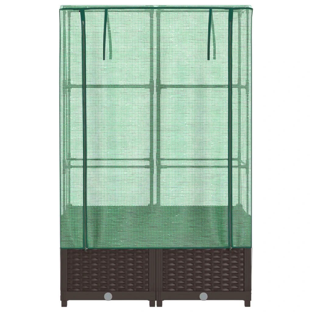 vidaXL Raised Bed with Greenhouse Cover Rattan Look 40x40x123 cm by vidaXL