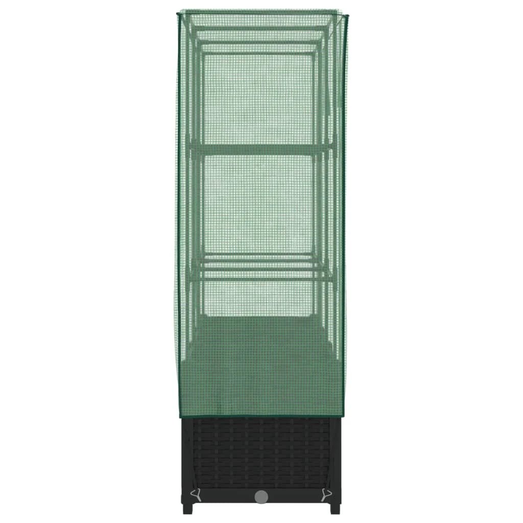 vidaXL vidaXL Raised Bed with Greenhouse Cover Rattan Look 40x40x123 cm - Greenhouse