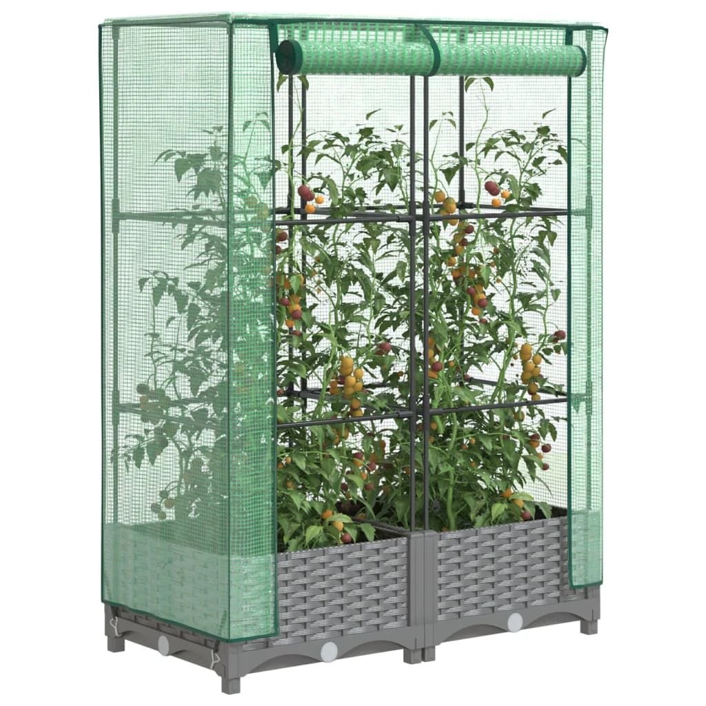 vidaXL Raised Bed with Greenhouse Cover Rattan Look 40x40x123 cm by vidaXL