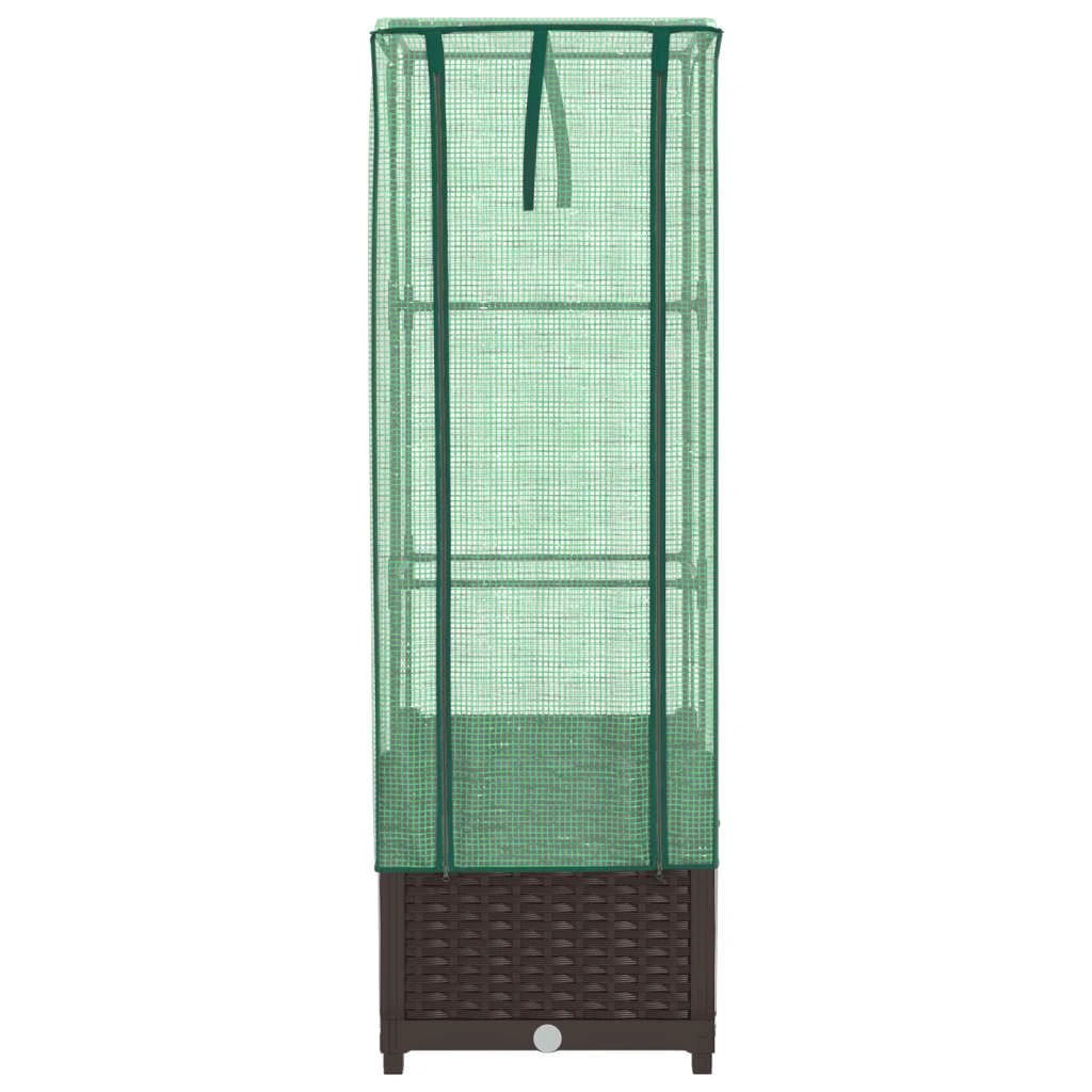 vidaXL vidaXL Raised Bed with Greenhouse Cover Rattan Look 40x40x123 cm - Greenhouse