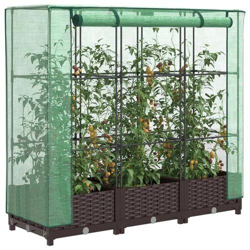 vidaXL Raised Bed with Greenhouse Cover Rattan Look 40x40x123 cm by vidaXL