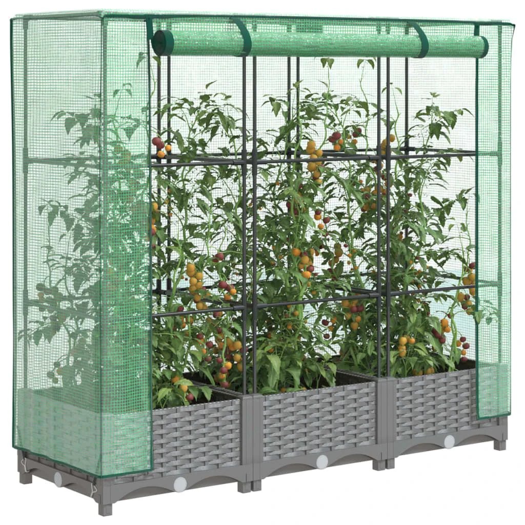 vidaXL Raised Bed with Greenhouse Cover Rattan Look 40x40x123 cm by vidaXL