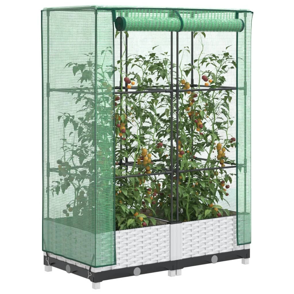 vidaXL vidaXL Raised Bed with Greenhouse Cover Rattan Look 40x40x123 cm - Greenhouse