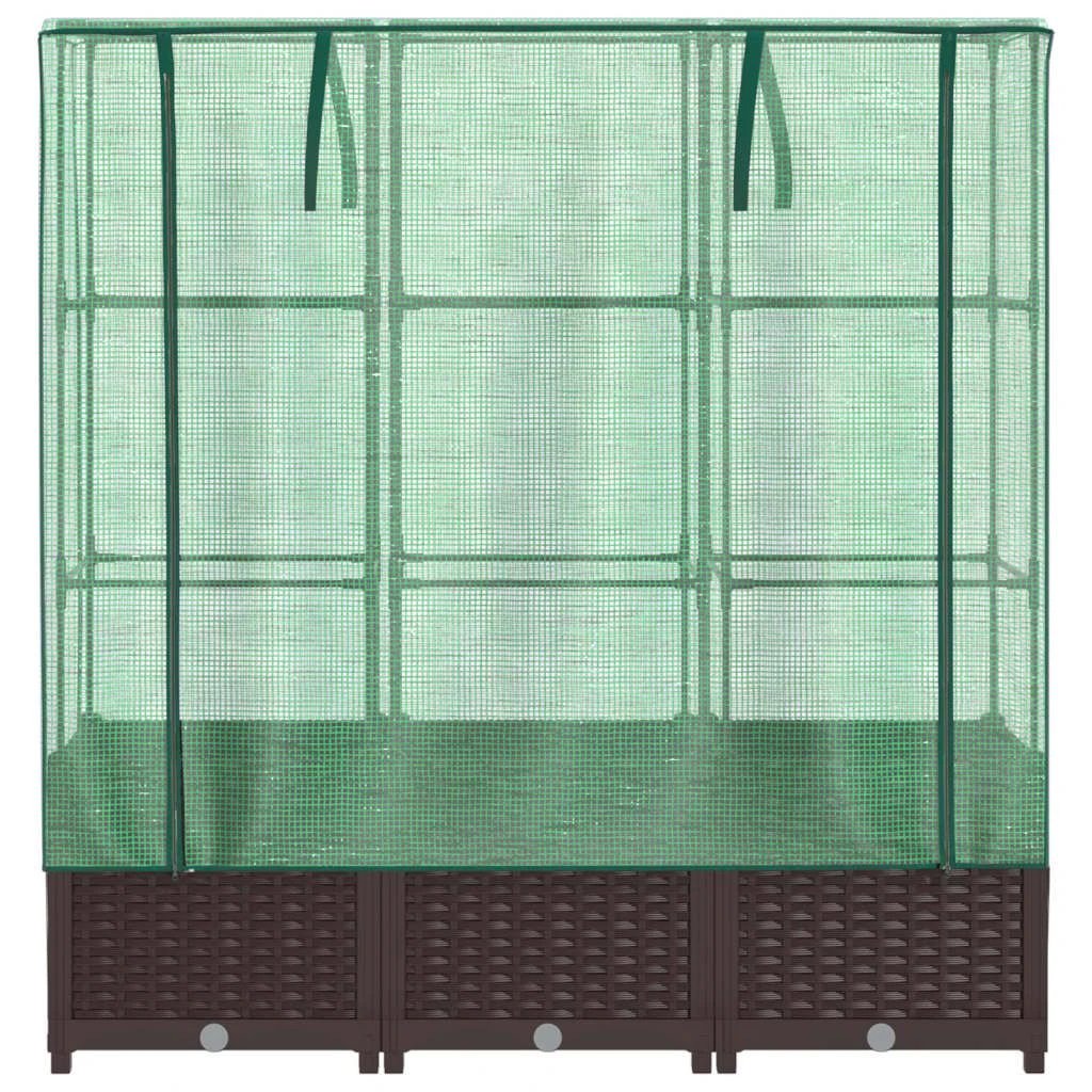 vidaXL Raised Bed with Greenhouse Cover Rattan Look 40x40x123 cm by vidaXL