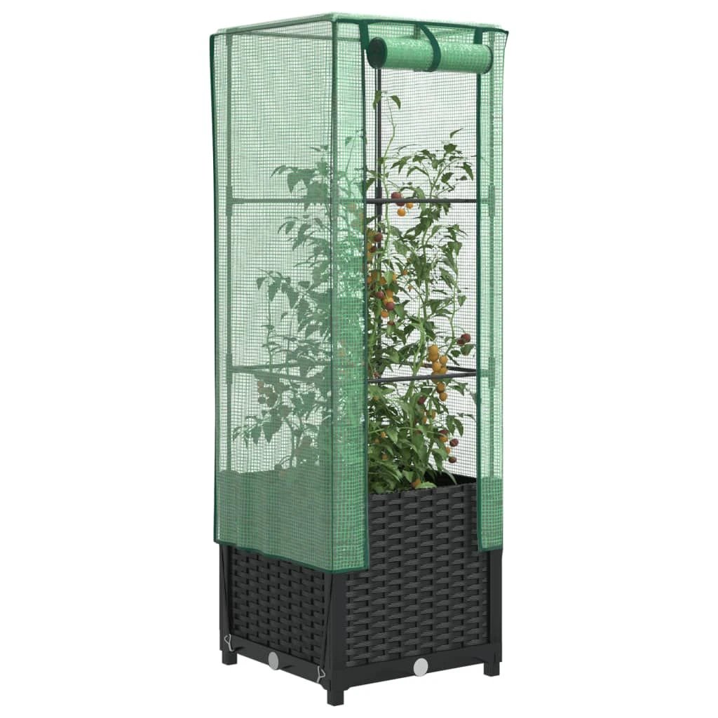 vidaXL vidaXL Raised Bed with Greenhouse Cover Rattan Look 40x40x123 cm - Greenhouse