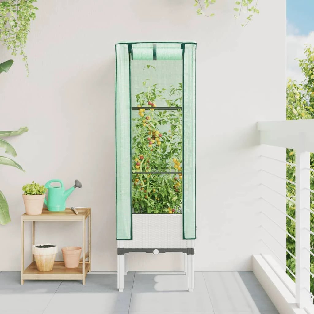 vidaXL vidaXL Raised Bed with Greenhouse Cover Rattan Look 40x40x140 cm - Greenhouse