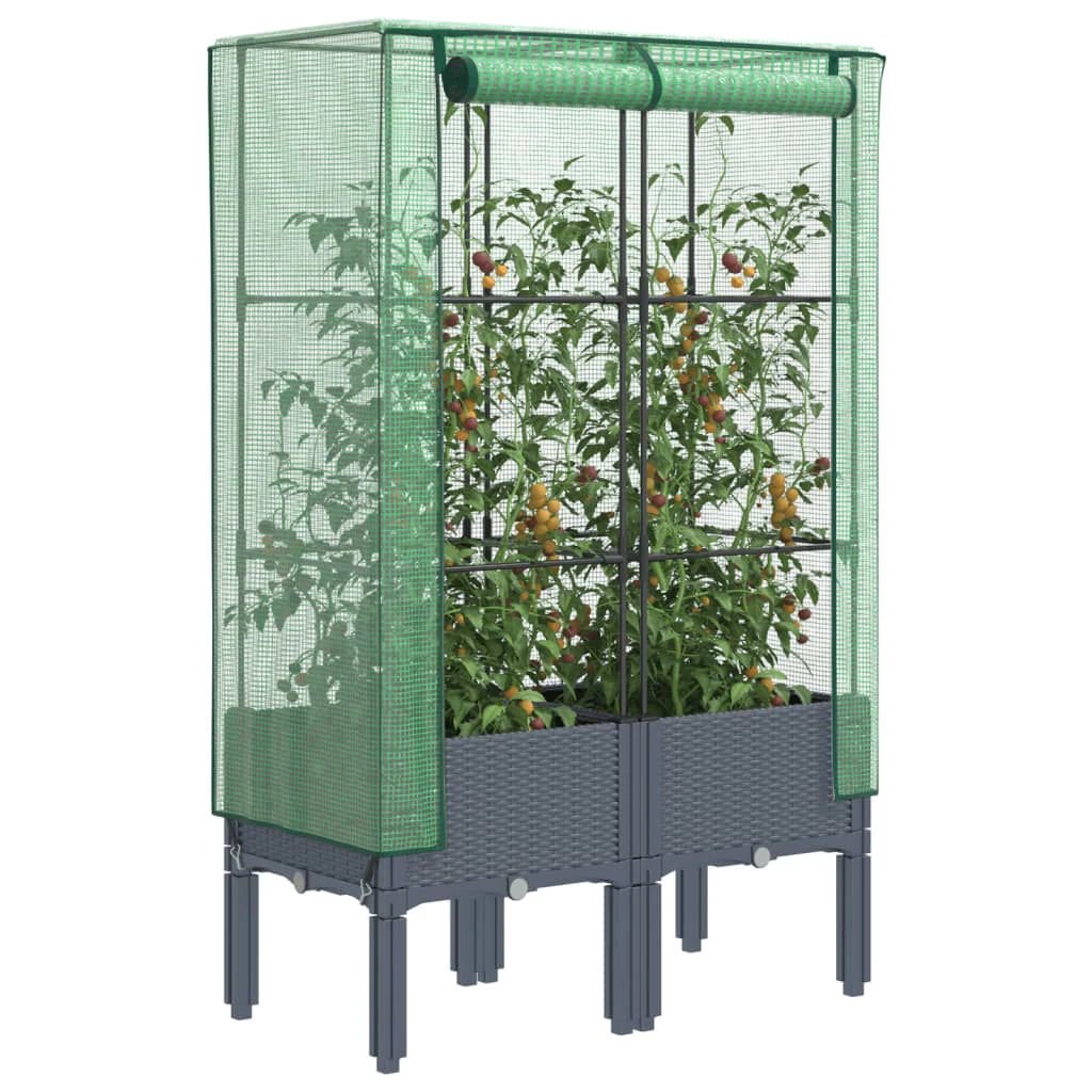 vidaXL Raised Bed with Greenhouse Cover Rattan Look 40x40x140 cm by vidaXL
