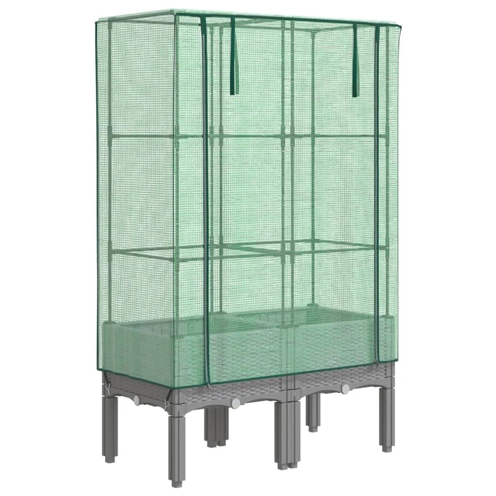 vidaXL Raised Bed with Greenhouse Cover Rattan Look 40x40x140 cm by vidaXL