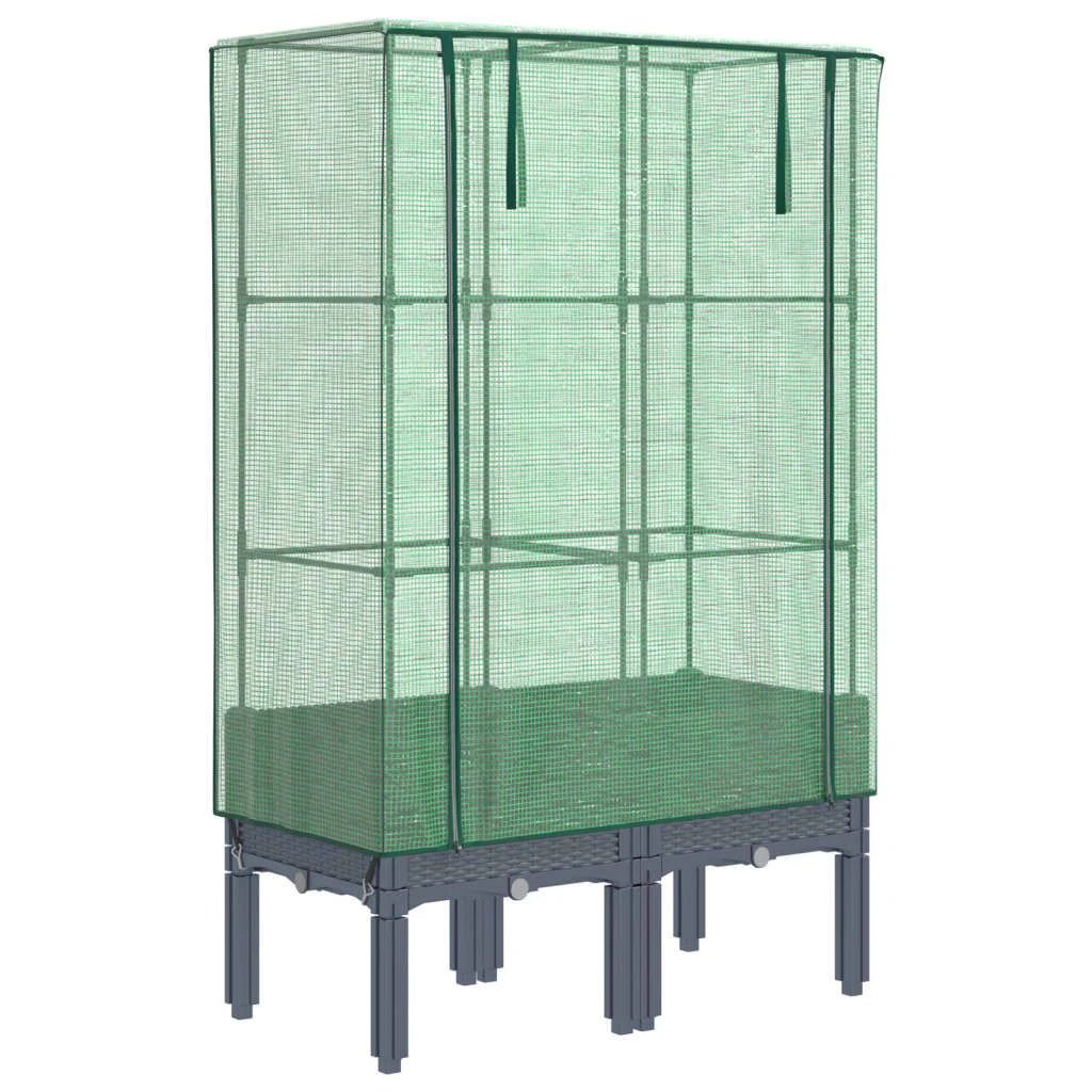vidaXL Raised Bed with Greenhouse Cover Rattan Look 40x40x140 cm by vidaXL