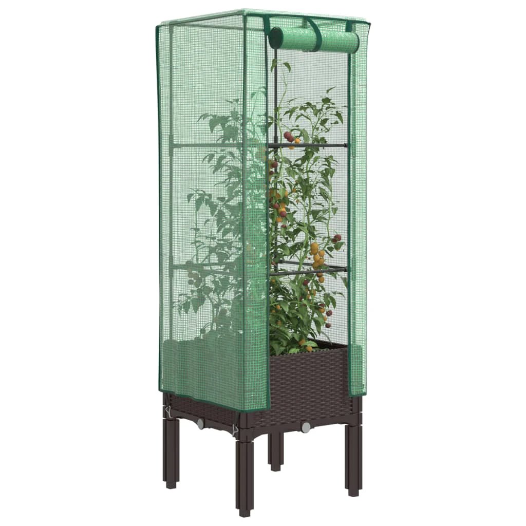 vidaXL Raised Bed with Greenhouse Cover Rattan Look 40x40x140 cm by vidaXL