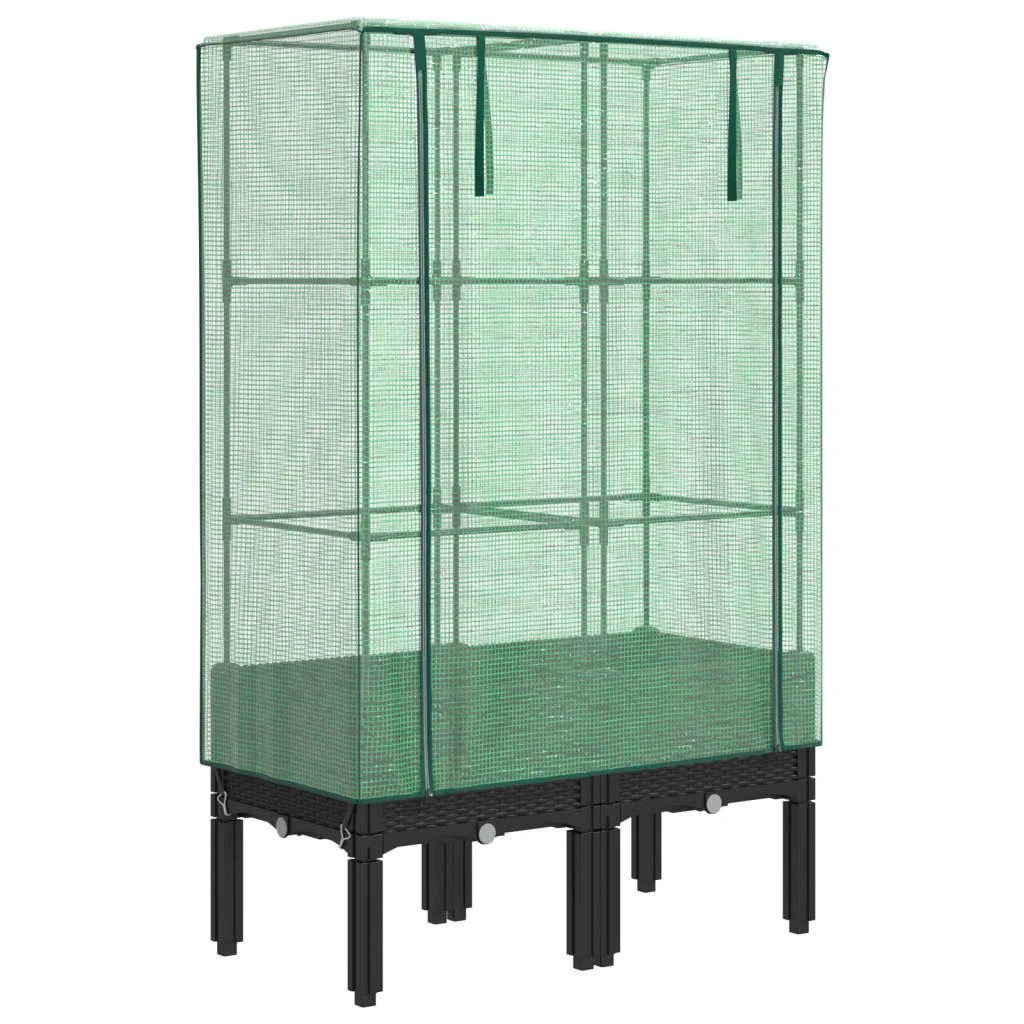 vidaXL vidaXL Raised Bed with Greenhouse Cover Rattan Look 40x40x140 cm - Greenhouse