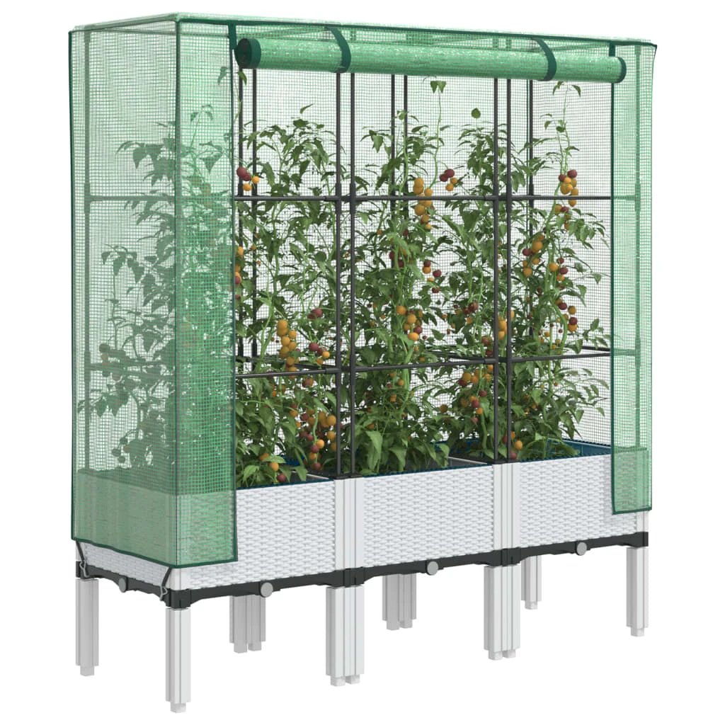 vidaXL vidaXL Raised Bed with Greenhouse Cover Rattan Look 40x40x140 cm - Greenhouse