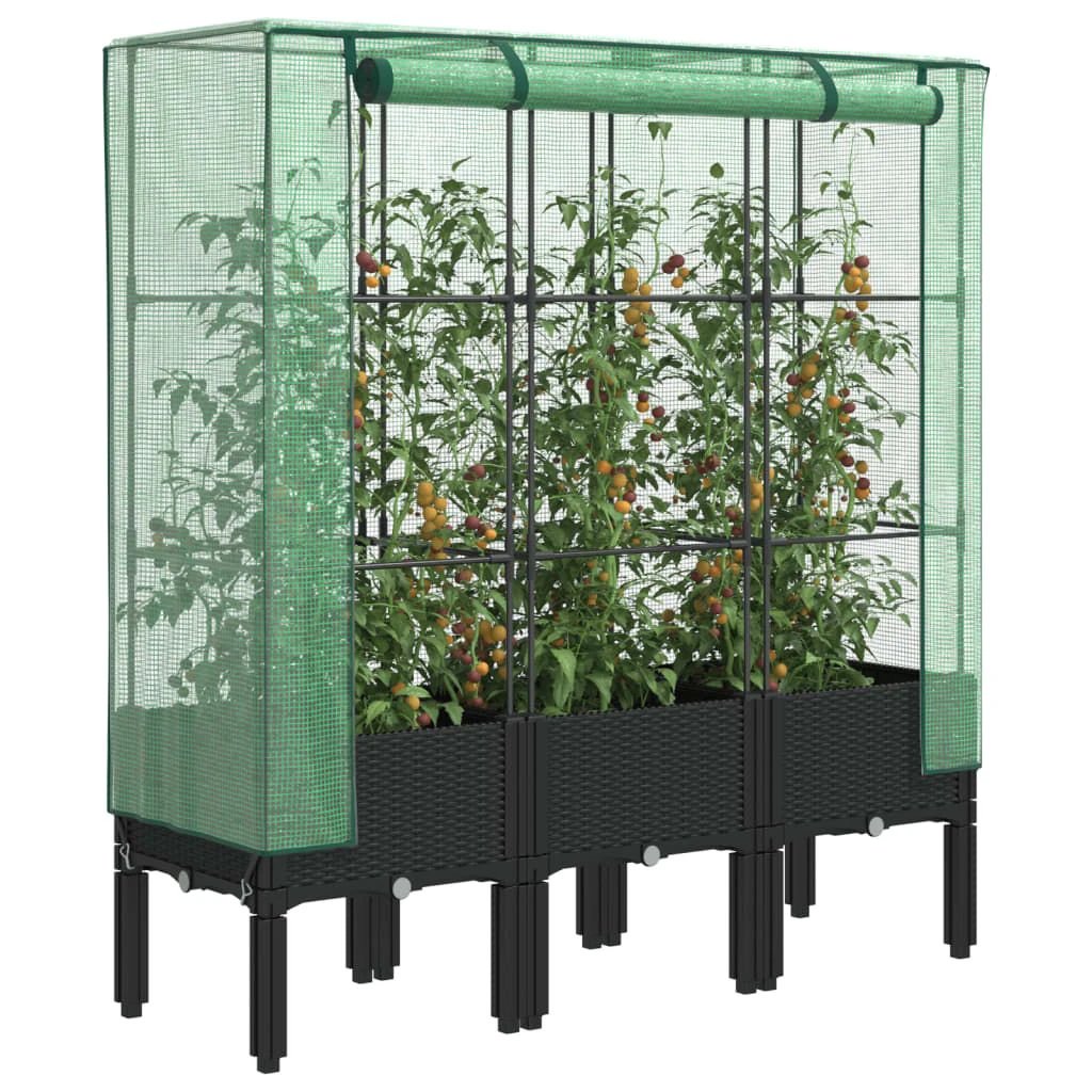 vidaXL vidaXL Raised Bed with Greenhouse Cover Rattan Look 40x40x140 cm - Greenhouse