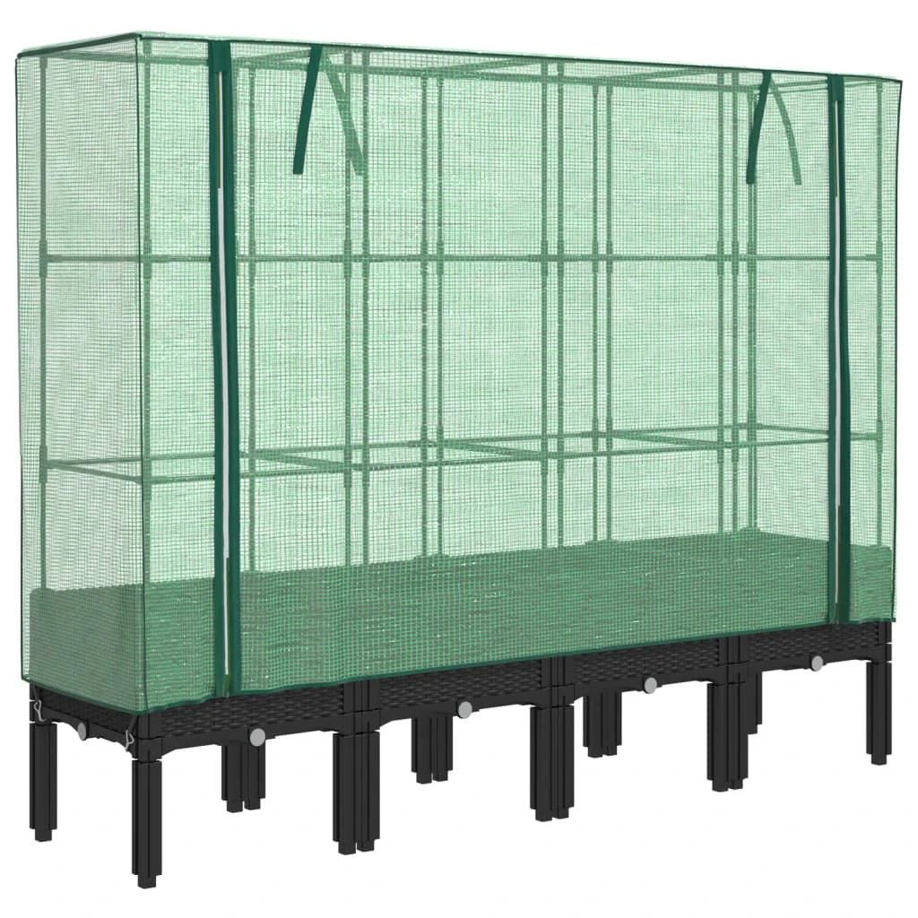 vidaXL Raised Bed with Greenhouse Cover Rattan Look 40x40x140 cm by vidaXL