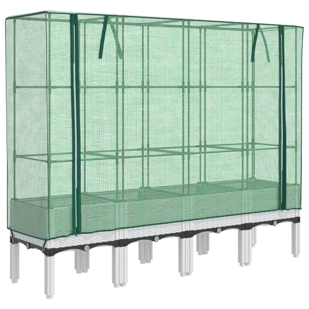 vidaXL Raised Bed with Greenhouse Cover Rattan Look 40x40x140 cm by vidaXL