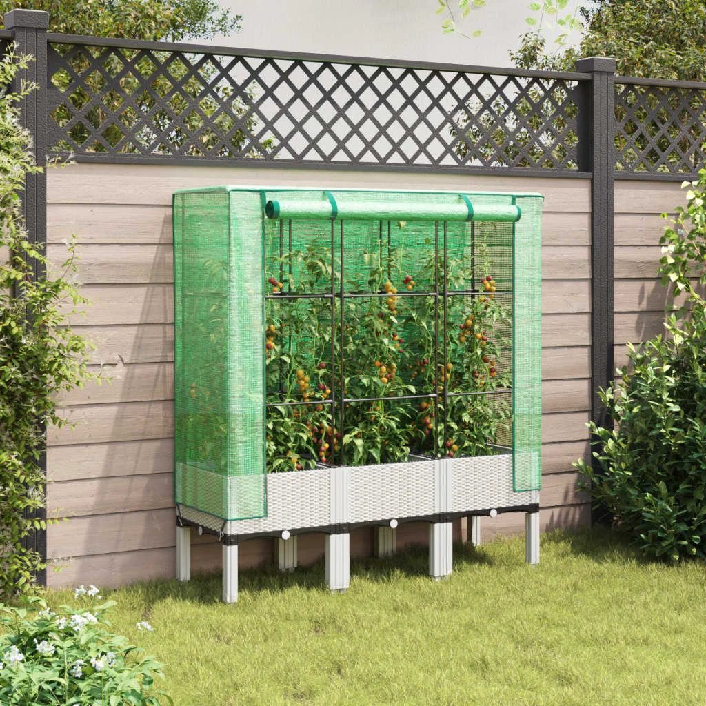 vidaXL vidaXL Raised Bed with Greenhouse Cover Rattan Look 40x40x140 cm - Greenhouse
