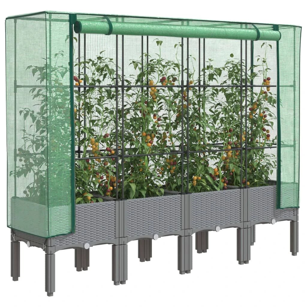 vidaXL Raised Bed with Greenhouse Cover Rattan Look 40x40x140 cm by vidaXL