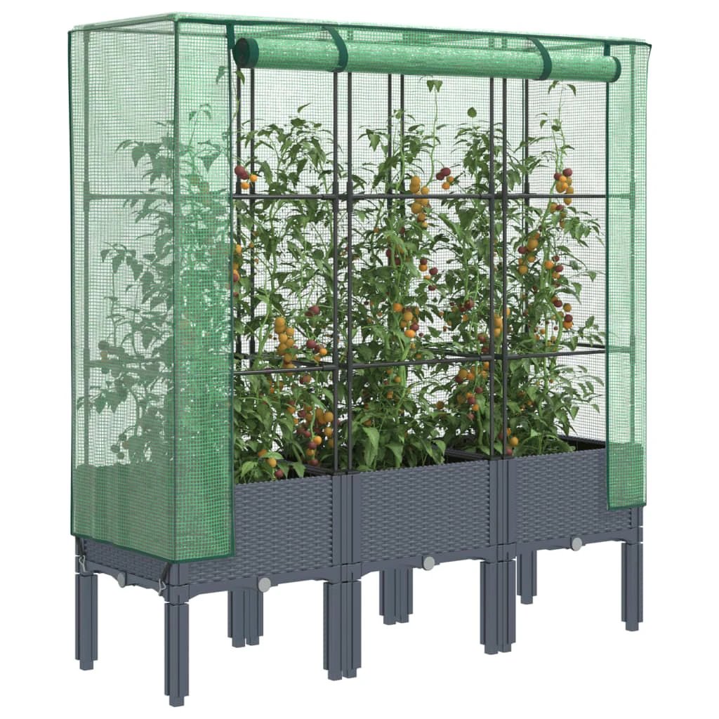 vidaXL Raised Bed with Greenhouse Cover Rattan Look 40x40x140 cm by vidaXL