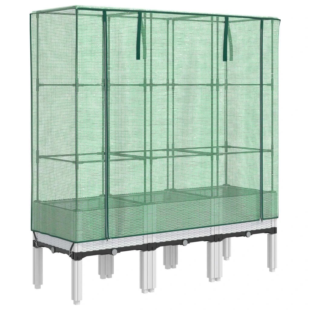 vidaXL vidaXL Raised Bed with Greenhouse Cover Rattan Look 40x40x140 cm - Greenhouse