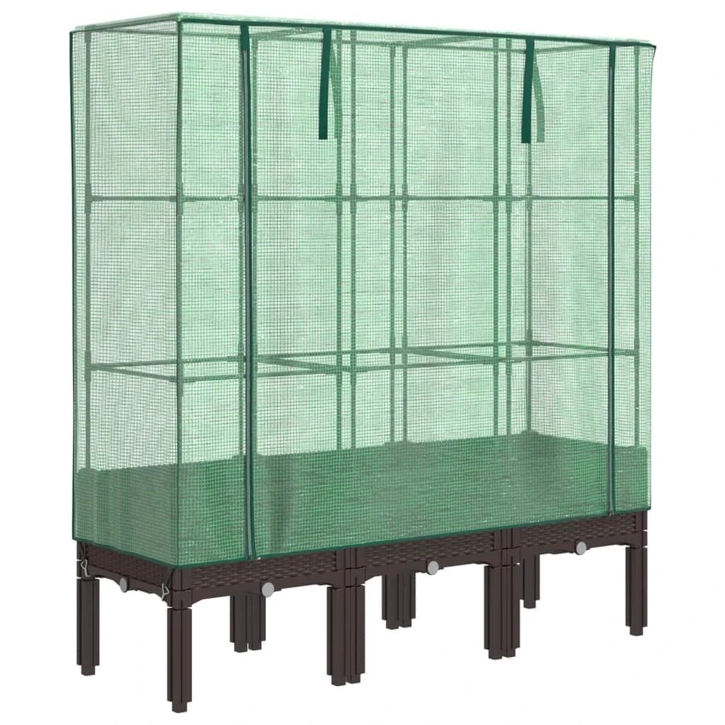 vidaXL Raised Bed with Greenhouse Cover Rattan Look 40x40x140 cm by vidaXL