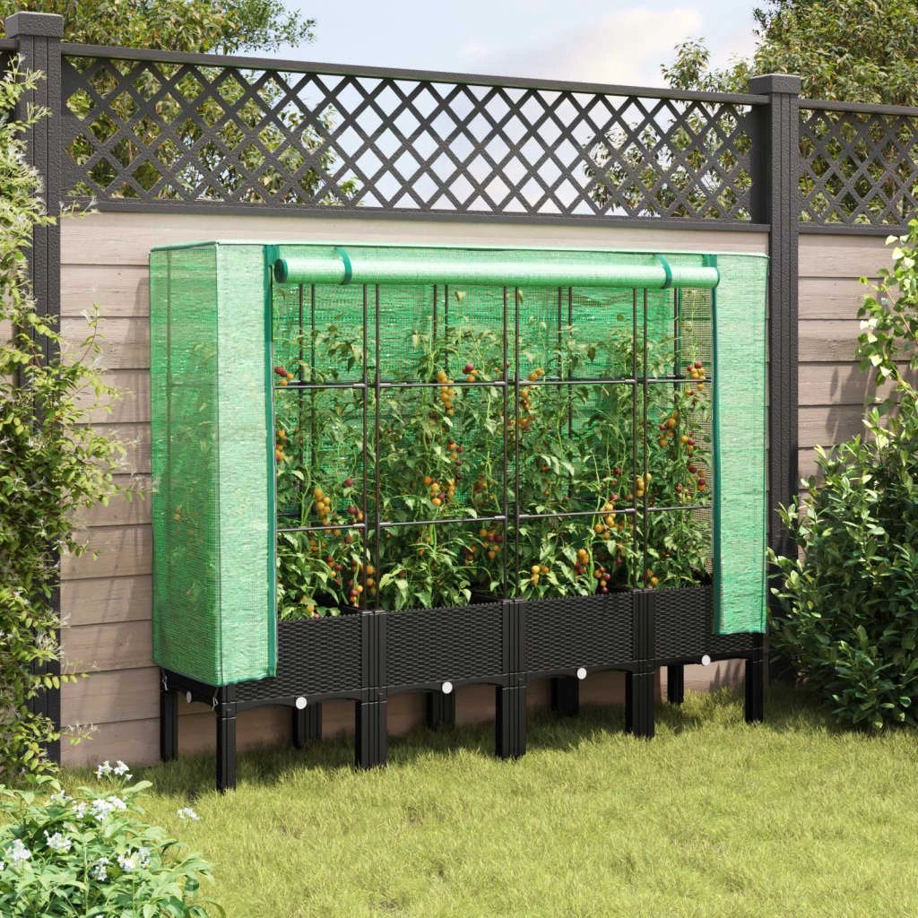 vidaXL Raised Bed with Greenhouse Cover Rattan Look 40x40x140 cm by vidaXL