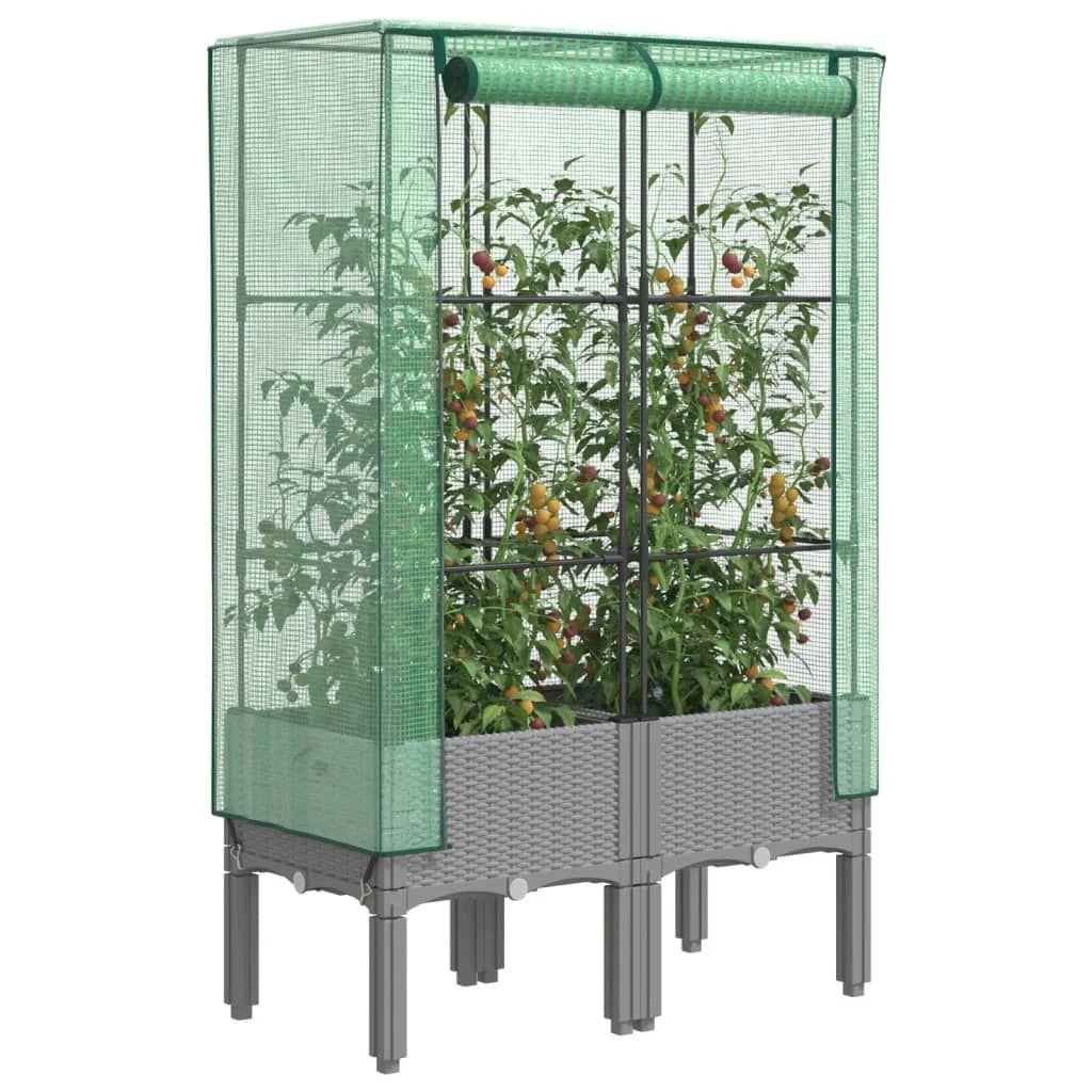 vidaXL Raised Bed with Greenhouse Cover Rattan Look 40x40x140 cm by vidaXL