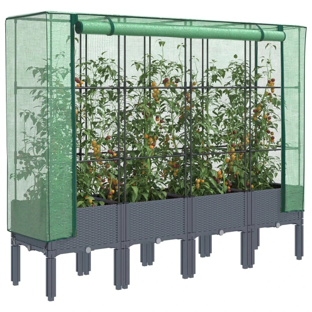 vidaXL vidaXL Raised Bed with Greenhouse Cover Rattan Look 40x40x140 cm - Greenhouse