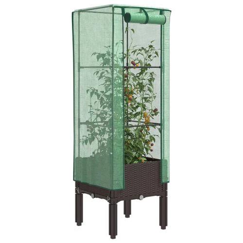 vidaXL vidaXL Raised Bed with Greenhouse Cover Rattan Look 40x40x140 cm - Greenhouse