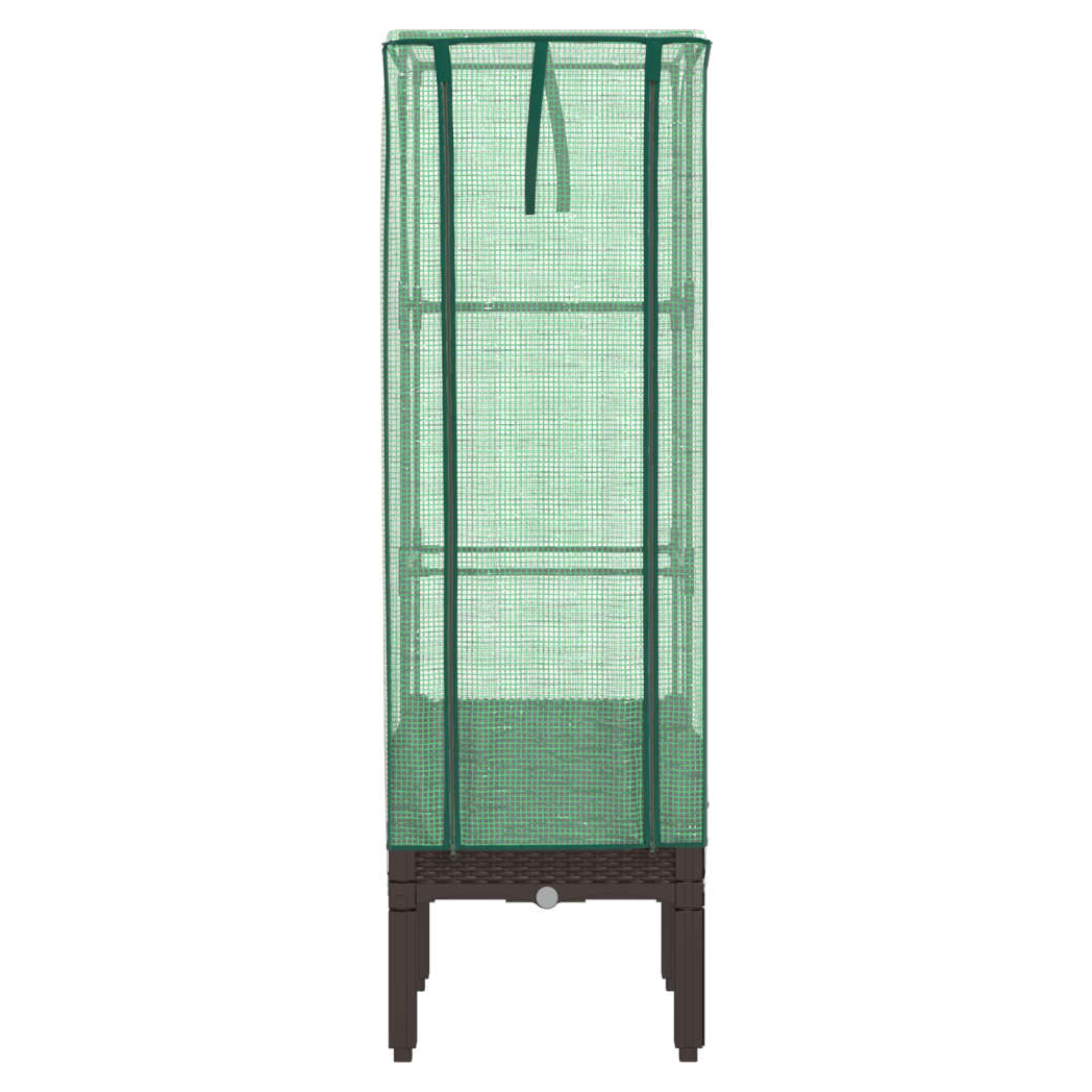 vidaXL Raised Bed with Greenhouse Cover Rattan Look 40x40x140 cm by vidaXL