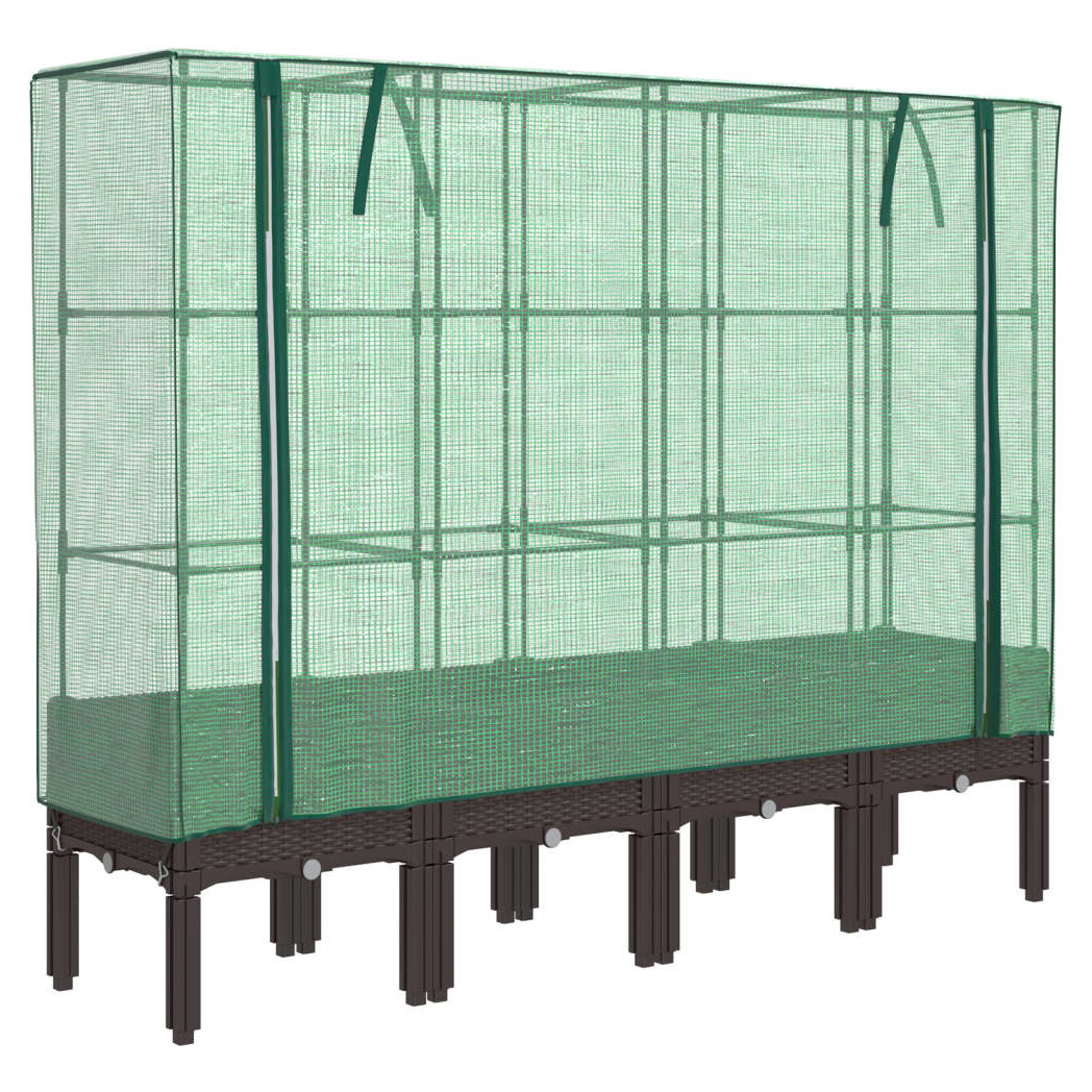 vidaXL vidaXL Raised Bed with Greenhouse Cover Rattan Look 40x40x140 cm - Greenhouse