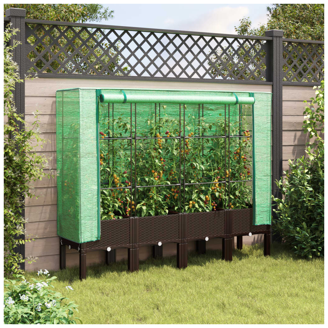 vidaXL vidaXL Raised Bed with Greenhouse Cover Rattan Look 40x40x140 cm - Greenhouse