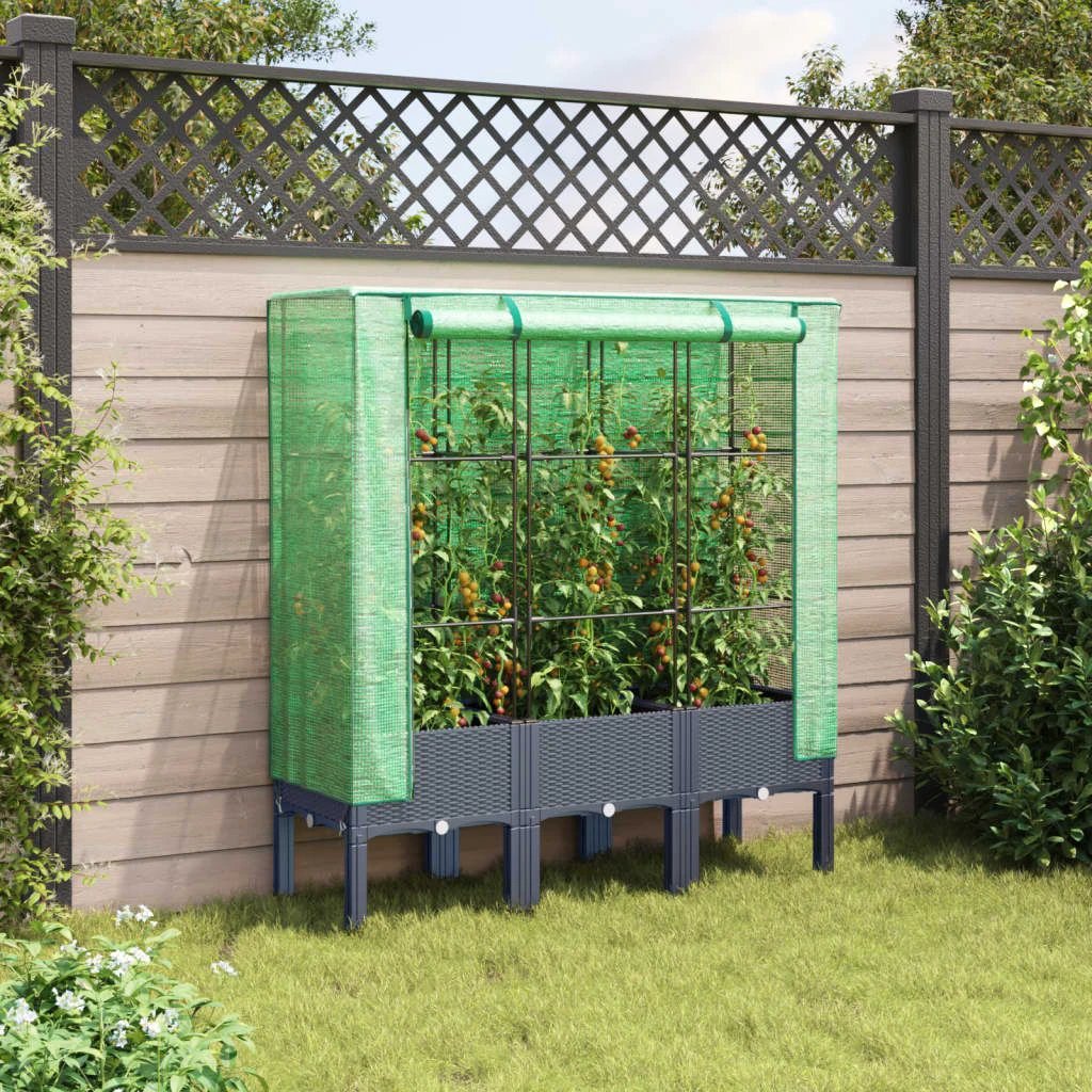 vidaXL Raised Bed with Greenhouse Cover Rattan Look 40x40x140 cm by vidaXL