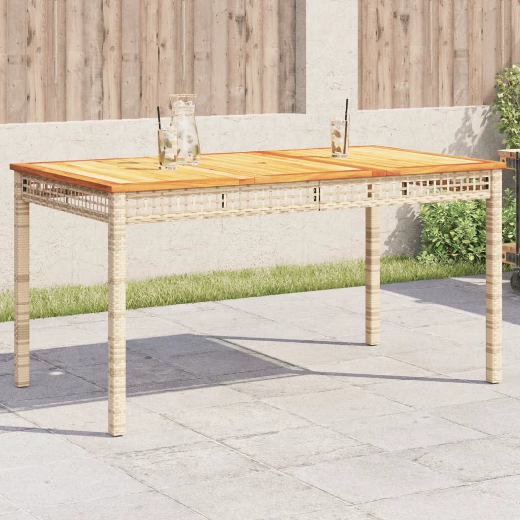 vidaXL Garden Table Black 80x80x75 cm Poly Rattan Acacia Wood -