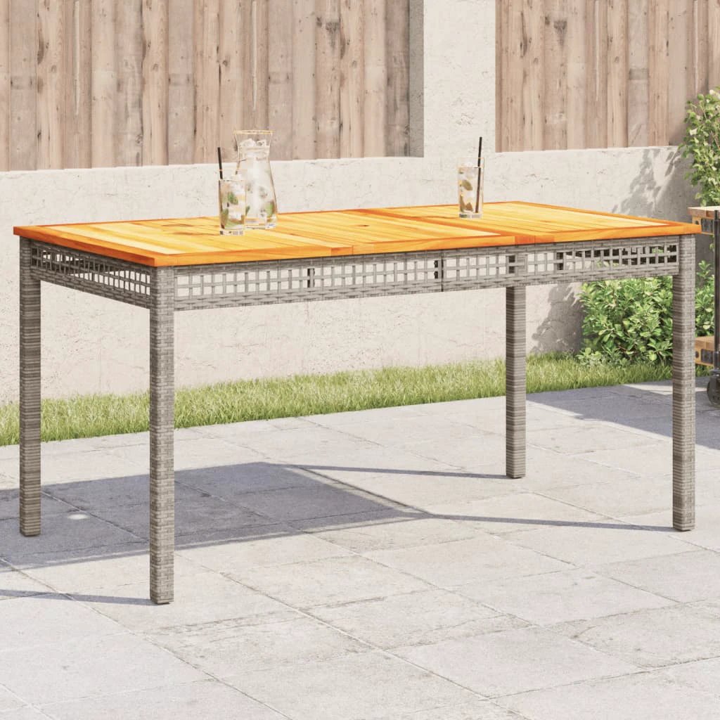 vidaXL Garden Table Black 80x80x75 cm Poly Rattan Acacia Wood -