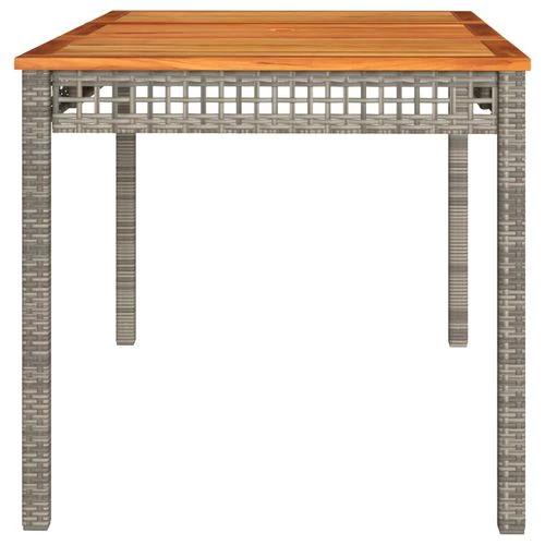 vidaXL Garden Table Black 80x80x75 cm Poly Rattan Acacia Wood by vidaXL