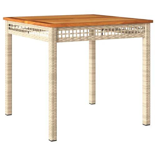 vidaXL Garden Table Black 80x80x75 cm Poly Rattan Acacia Wood by vidaXL