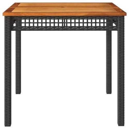 vidaXL Garden Table Black 80x80x75 cm Poly Rattan Acacia Wood by vidaXL