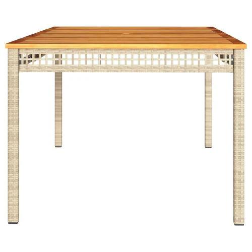 vidaXL Garden Table Black 80x80x75 cm Poly Rattan Acacia Wood by vidaXL