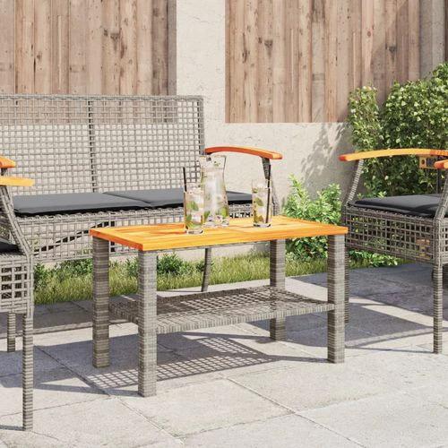 vidaXL Garden Table Black 80x80x75 cm Poly Rattan Acacia Wood by vidaXL