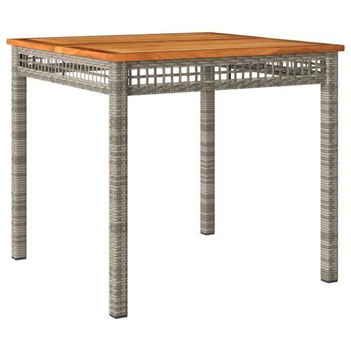 vidaXL Garden Table Black 80x80x75 cm Poly Rattan Acacia Wood -