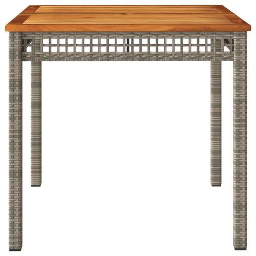 vidaXL Garden Table Black 80x80x75 cm Poly Rattan Acacia Wood -
