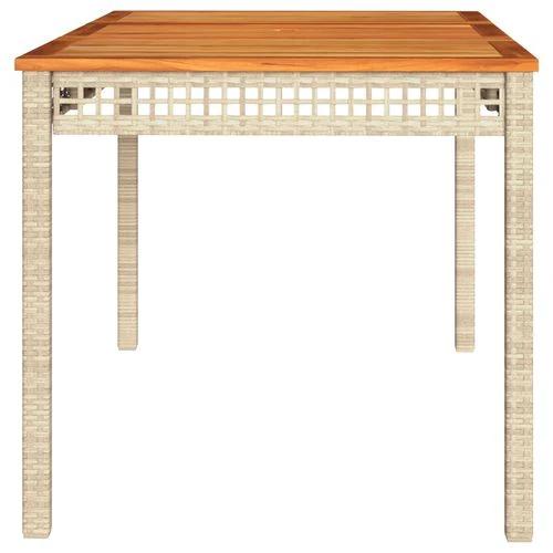 vidaXL Garden Table Black 80x80x75 cm Poly Rattan Acacia Wood -