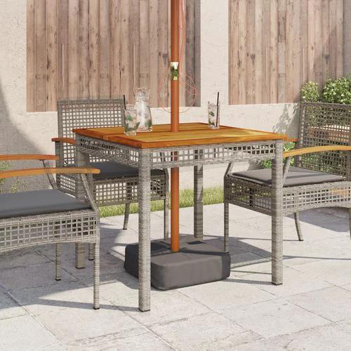 vidaXL Garden Table Black 80x80x75 cm Poly Rattan Acacia Wood -